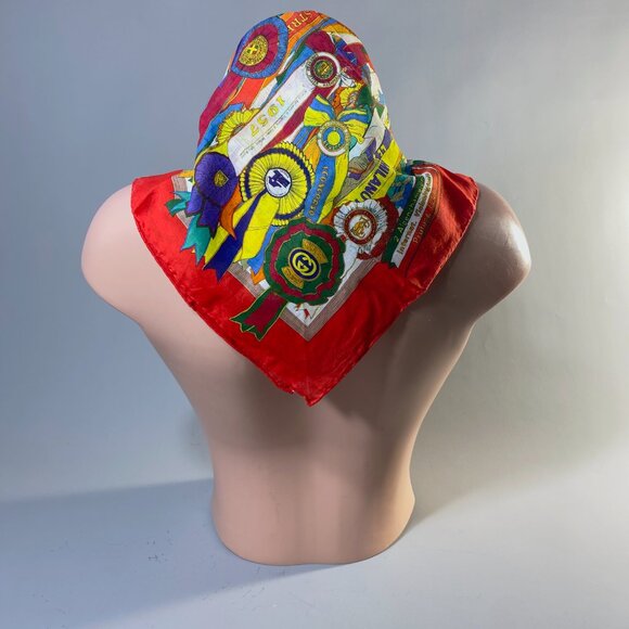 Gucci Equestrian Rosette Ribbon Awards Motif Silk Scarf - Picture 4 of 7